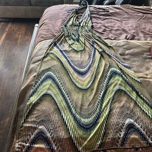 long army green aztec dress